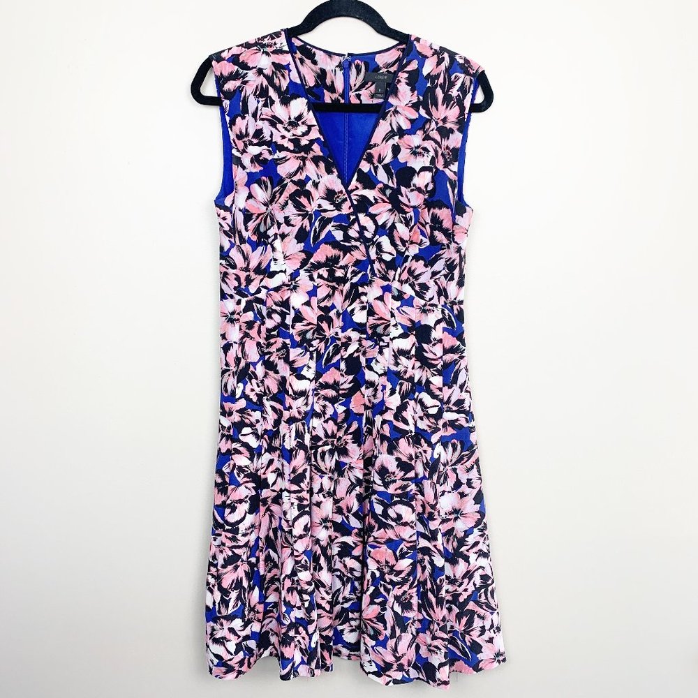 J. Crew V-neck Floral 100% Silk Sleeveless Dress Size 8